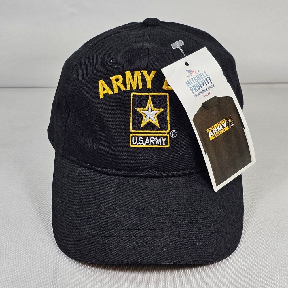 Mitchell Proffitt US Army Proud Dad Hat Black Gold Embroidered Adjustable Cap